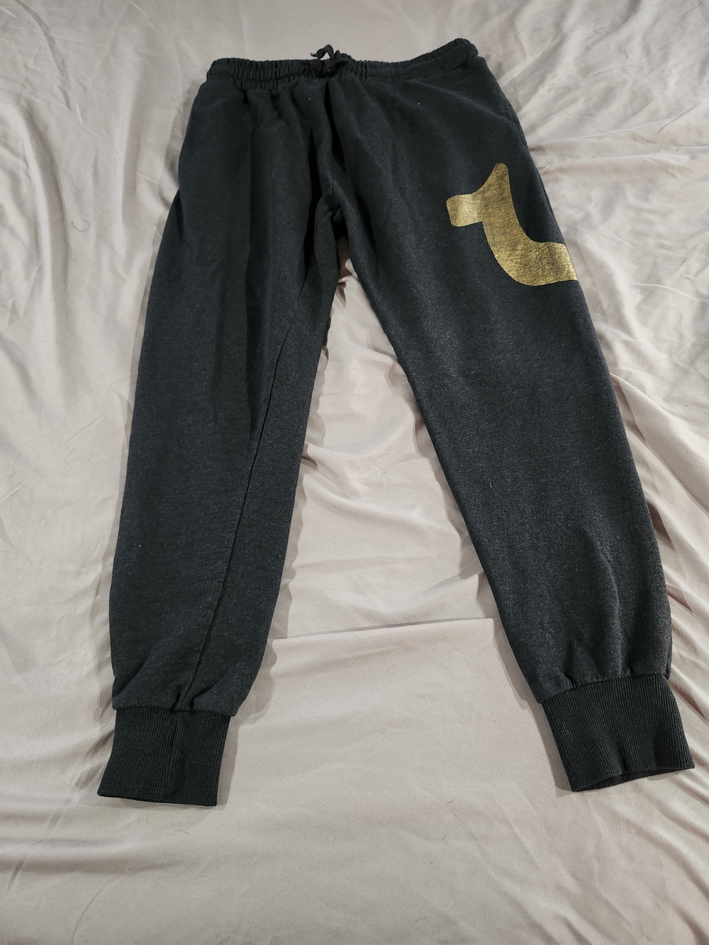 True Religion Black Lounge Sweatpants with Metallic Logo Size Medium